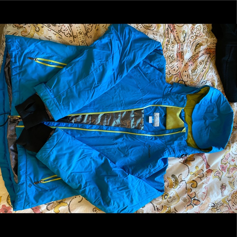 Women’s Lg Columbia Ski Coat Blue/Green